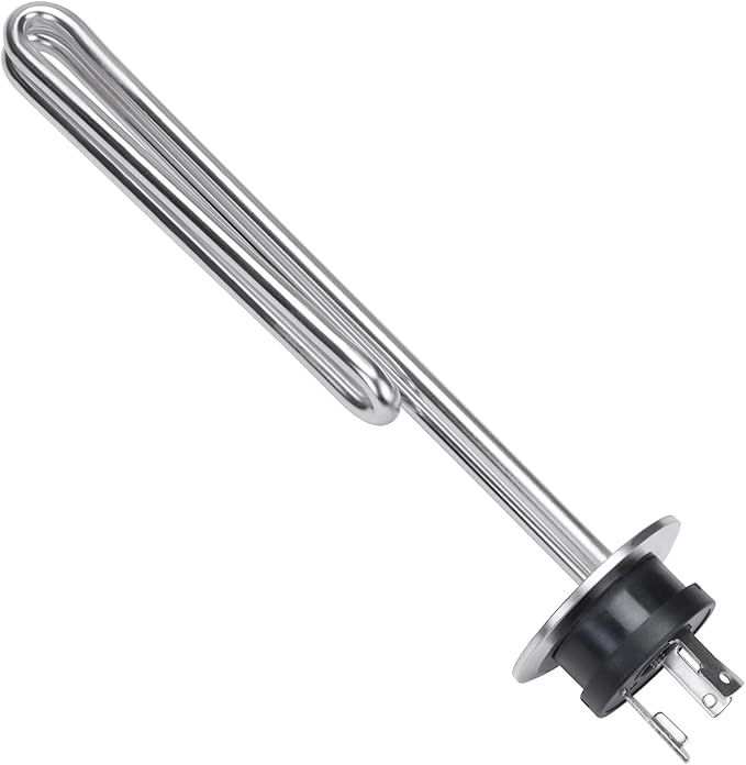 DERNORD 120V 1650W Tri-clamp Foldback Heating Element Stainless Steel Immersion Water Heater with 3-Wire Electrical Locking Plug (2 Inch Tri clamp)