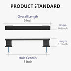 10 Pack 6 Inch Length|5 Inch(128mm) Hole Center Matte Black Kitchen Cabinet Handles, Cabinet Pulls Kitchen Cabinet Hardware, Cupboard Pulls, Drawer Handles