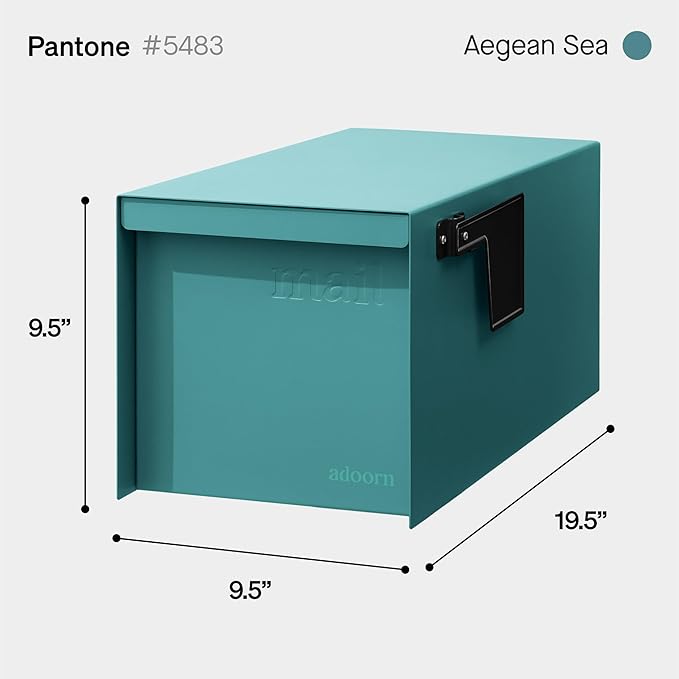 Adoorn Post Mount Mailboxes, 9.5 x 9.5 x 19.5 (HxWxD) Large, Galvanized Steel Modern Mailbox, for Daily Letters, Magazines and Packages, Weatherproof with Front Access Door - Aegean