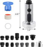 Hibbent Pull Down Kitchen Faucet Head Replacement, 3 Function Sink Faucet Sprayer Head Nozzle with 15 Adapters, Compatible with Moen, American Standard, Delta, Kohler Faucets, Chrome