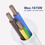 EXTRASTAR 6 Outlets Power Strip, 6 Ft Extension Cord 1875W,15A Build-in Circuit Breaker, Mountable, Thin Flat Plug, Desktop Charging Station for Home School Office, White