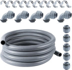 Liquid-Tight Conduit 1-1/4 inch 25ft, Electrical Conduit w/UL Certification, Flexible Conduit with 5 Straight and 5 90-Degree Conduit Connector Fittings Gray