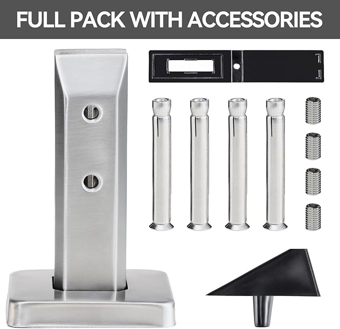 T316 Stainless Steel Glass Railing Clamp,Heavy Duty Glass Railing Spigot,Railing Post Clamp (4, Brush)