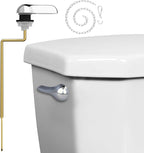 Mesora Universal Metal Side Mount Toilet Handle Replacement Kit with Flapper Chain, Pure Brass and Aluminum, Compatible with Most Toilets - Chrome