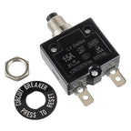 HUWREW 15 Amp Push Button Circuit Breaker 125-250V AC 50V DC L1 Series Manual Reset Thermal Circuit Breaker 15A Thermal Overload Protector