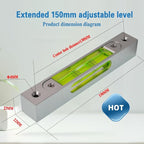 High precision aluminum alloy metal adjustable level bubble small square bar luminous magnetic length 150 hole pitch 130MM
