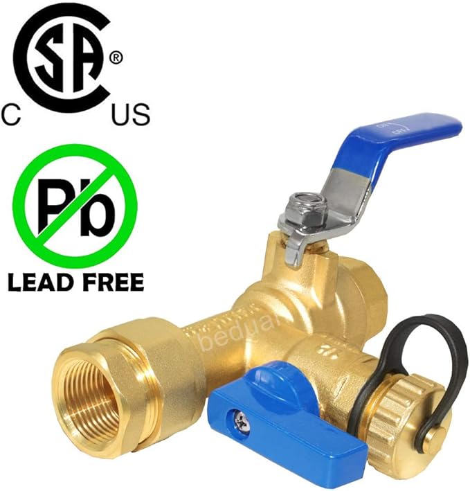 Beduan Water Heater Service Valve Kit 3/4" IPS Isolator Tankless with Pressure Relief Valve, Clean Brass Construction