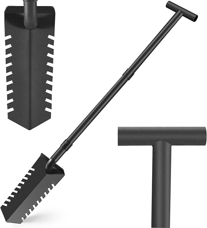 40" Metal Detecting Shovel Digging Tool, T-Handle Metal Detector Shovels, Root Slayer Shovel for Landscapers Lawn Gardeners Relic & Gold Prospecting
