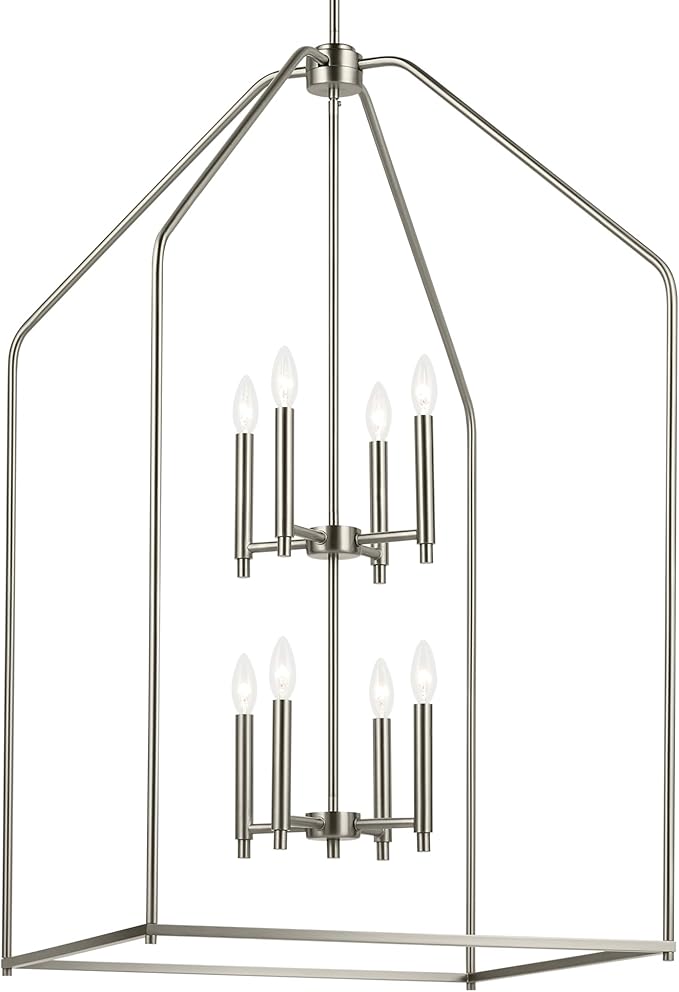 Kichler Madden 43" 8 XL Light Foyer Pendant in Brushed Nickel, Soft Modern Fixture, for Foyer, Over Large or Dining Room Table, (43" x 24.25"), 52724NI