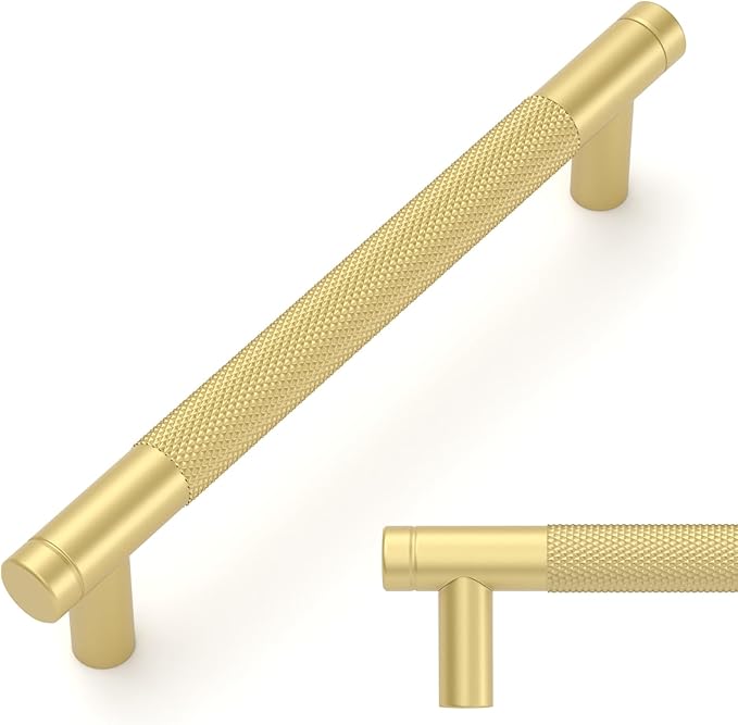 Amerdeco 10 Pack Brushed Gold Cabinet Pulls 6.3 Inch(160mm) Hole Center Drawer Pulls Cabinet Hardware Kitchen Cabinet Handles for Bathroom ZH0031