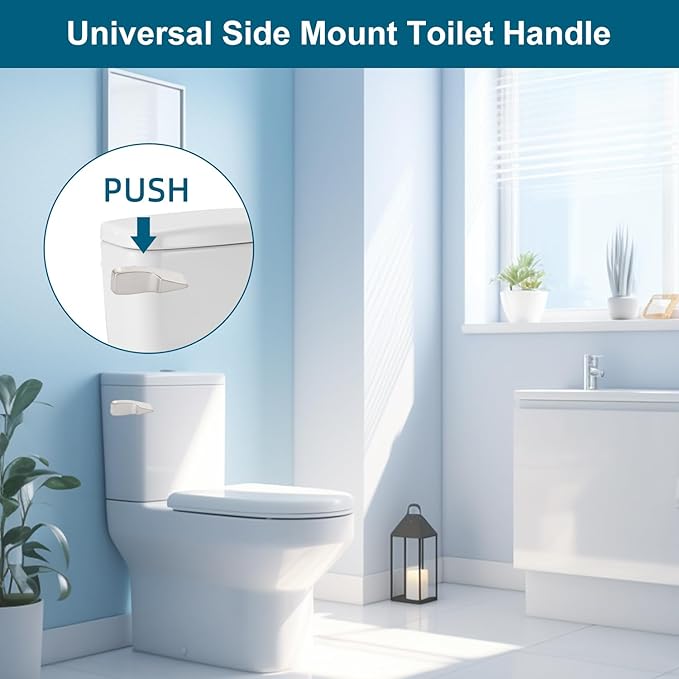 Hygie Rinse 2PACK Universal Metal Toilet Handle Replacement Kit Side Mount Compatible with American Standard/Mansfield/Gerber Toilet, Toilet Tank Flusher Lever with Flapper Chain, Brushed Nickel