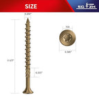 #9 x 2-1/2" Deck Screws (81Pcs) 1lb. Carbon Steel, Yellow, Flat Head, Rust Resistant epoxy Coated, with T25 Star Bit