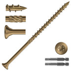 #10 x 4 Inch Deck Screws (103Pcs) 2lb. Carbon Steel, Yellow, Flat Head, Rust Resistant epoxy Coated, with T25 Star Bit