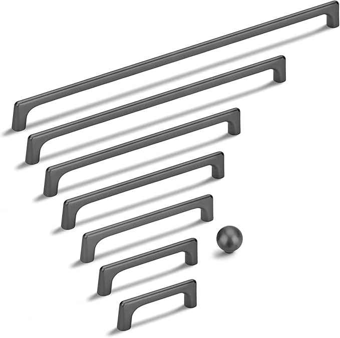 10 Pack 10 Inch(254mm) Hole Center Modern Matte Dark Gunmetal Gray Cabinet Pull Handle Timeless Vanity Drawer Pull Handle Classic Cabinet Hardware for Kitchen Bathroom, Screws Included, Gray(10x10)