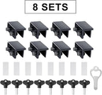 ZRFCXE Window Locks,8 Pack Sliding Window Locks with Key for Vertical & Horizontal Sliding Windows Doors,Easv to Install,Adjustable Security Window Lock for Patio Bedroom Home and Office (Black)