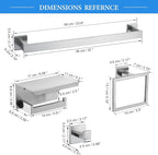 Brushed Nickel Bathroom Towel Bar Set Bathroom Accessories Hardware Set Including Double Towel Bar Towel Ring Coat Hook and Toilet Paper Holder with Shelf. Wall Mounted Stainless Steel