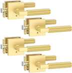 Asidrama 4 Pack Gold Privacy Door Handles, Door Lever with Door Knobs Indoor for Bedroom or Bathroom, Heavy Duty Door Handles Interior with Locks for Left Right Sided Doors