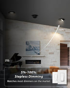 Adetu Recessed Lighting 6 inch, 360°+90° Adjustable Directional 6 inch 5CCT Gimbal Black Led Recessed Light, 2700K-5000K Dimmable Retrofit Eyeball Can Recessed Lights with Jbox, ET (Black,1 Pack)