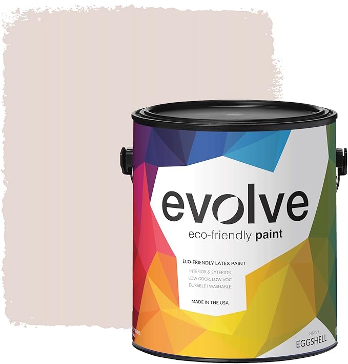 EVOLVE Paint & Primer: Environment-friendly, Low Sheen with One-coat Coverage for Interior & Exterior surfaces (Pale Pink, 128 Fl Oz (Pack of 1))