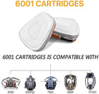 6001 Filter Cartridges Replacement for Gas Respirator,Dust-Proof, Organic Vapor, 16pcs Filter Cartridges + 16pcs Filter Covers + 64pcs Filter Cottons, Apply to 6100/6200/7501/7502/6502/6800
