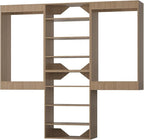Modular Closet with 66" Width, Wooden Towers and Wall Mounted Hanging System for Bedroom Walk-in Closets