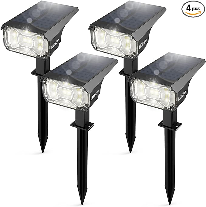 Solar Spot Lights Outdoor,IP65 Waterproof 40 LEDs Landscape Spotlights,USB & Solar Powered Wall Lights,3 Modes Outdoor Solar Garden Lights for Yard Porch 4 Pack