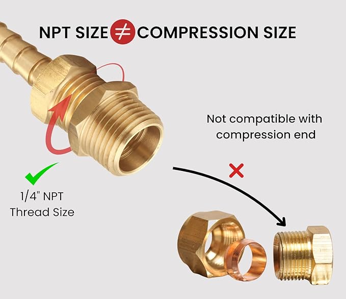 1/2 Inch NPT Male x 1/4 Inch NPT Female Brass Pipe Fitting, Hex Bushing, Reducer Adapter (10 Piece)