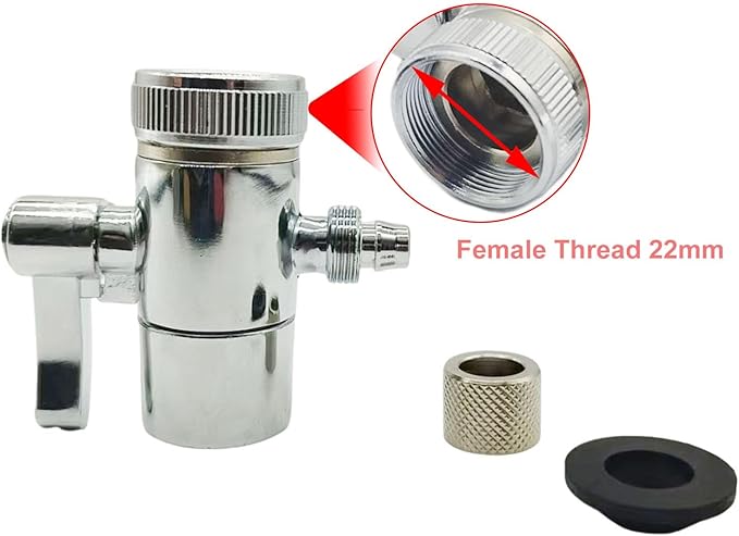 Kitchen Faucet Diverter Valve with Aerator 22mm Thread,Sink Faucet Filter Diverter Valve,Faucet Adapter Faucet Splitter Diverter Valve Water Diversion,Countertop water Filter(3/8" OD Tubing Outlet)
