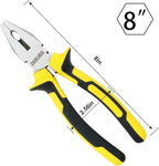 DOWELL Lineman's Pliers - 8 Inch Combination Pliers with Cutter, Nickel Chromium Steel Construction, Professional Handle