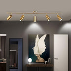 KCO Lighting Modern 5-Lights LED Track Lighting Kit Brushed Brass Kitchen Ceiling Spotlights Light Fixture Mid Century Gold Adjustable Flush Mount Ceiling Spot Light (5 Lights)