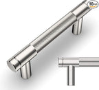 Amerdeco 10 Pack Brushed Satin Nickel Knurled Cabinet Pulls 3 Inch Center to Center Kitchen Cabinet Handles for Drawer Dresser, Cupboard and Wardrobe ZH0031
