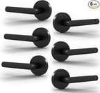 Mega Handles Ronn Dummy Door Handles - 6 Pack Heavy Duty Black Door Handle, Non-Turning Door Handle for Hallway, Closet & French Doors, Single Side, Fits All Standard Doors - Matte Black