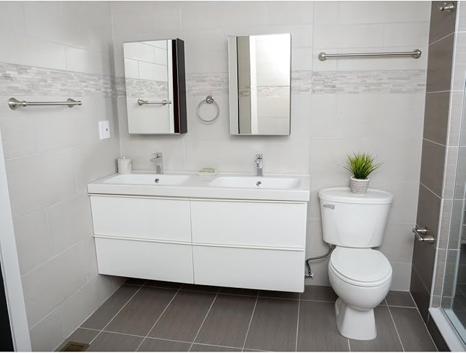 Amazon Basics 5 Piece, Satin Nickel AB-BR817-SN Bathroom Hardware Set, Variety Pack