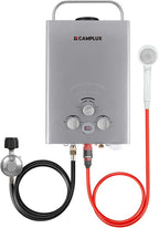CAMPLUX Portable Water Heater 1.58 GPM, BW158G Propane Water Heater Outdoor, 41,000 BTU, Camping Shower, Easy to Install, Gray