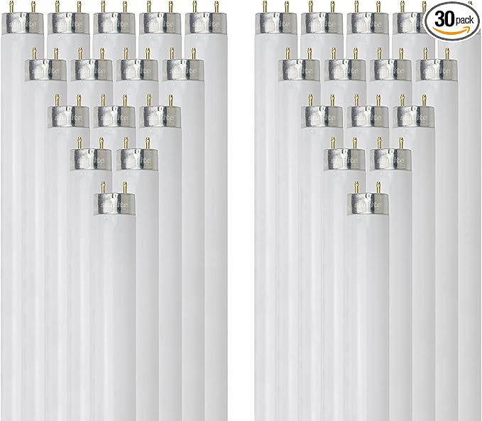 Sunlite F32T8/SP850 T8 Linear Fluorescent Lamp, 32 Watts, 3100 Lumens, 5000K Daylight, Medium G13 Bi Pin Base, High Performance Straight Tube, 30 Pack