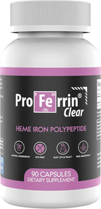 Proferrin Clear Heme Iron Supplement, 90 Capsules- Superior Absorption, Easy on The Gut, Natural, Made in The US