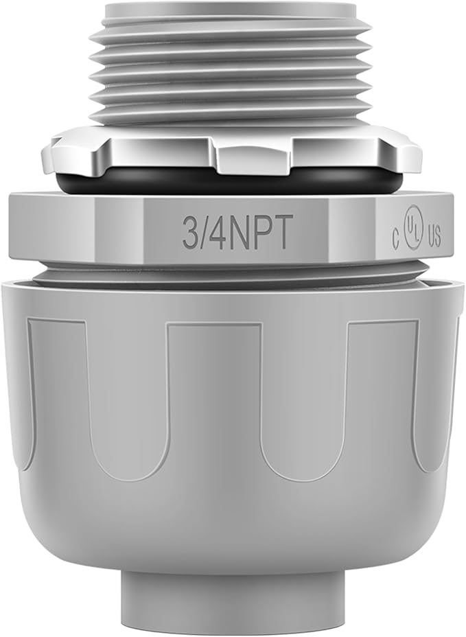 10 PCS 3/4" Liquid Tight Connector NPT Non-Metallic for PVC Electrical Flexible Conduit Fittings - Sturdy, Quick Installation, UL Listed for Home Outdoor Tubes Tools