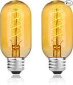 AMDTU Non-dimmable LED Edison Bulb 25 Watt 2 Pack, Super-Thin Filament Incandescent Light Bulb 25W Equivalent, Vintage Amber Night Light Bulbs 4W LED E26 Base, T45 2200K Soft Yellow Retro