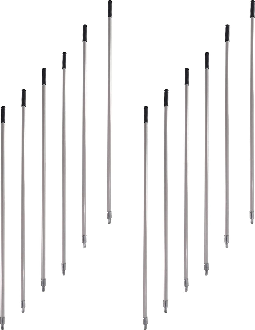 Matthew Cleaning Commercial Screw On Mop Handle for Floor Cleaning Heavy Duty Mop Head Replacement Holder 60inch with Threaded Metal Tip(Gray, 12 Pack)