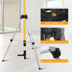 12 Ft./3.7M Professional Lasers Level Pole with Tripod, Adjustable Telescoping Pole for Leveling Tools, Multi-functional Fine-tuning Bracket with 1/4” and 5/8” Thread Adapters, Includes Carrying Bag
