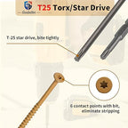 Wood Screws 4 Inch, 200 Pcs Construction Fence Screws, 10 x 4 Deck Exterior Screws for Wood, Rust Resistant, 2 Pcs T25 Star Bits Included, Yellow