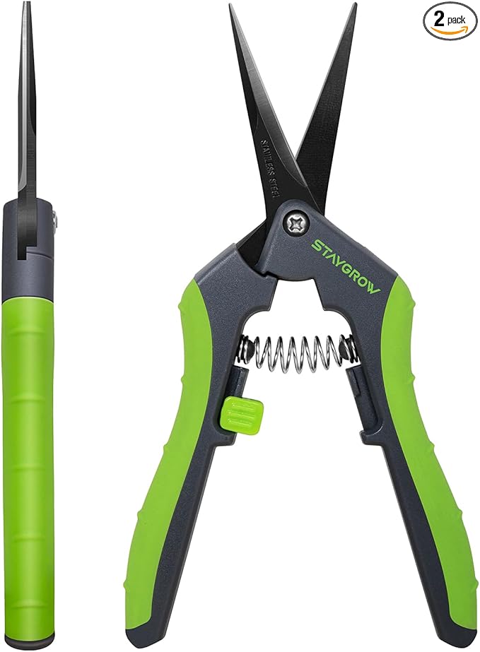 6.5" Gardening Scissors, Sharp Plant Trimming Scissors for Precise Cuts, Stainless Steel Pruning Shears Bonsai Clippers (2-Pack Straight)