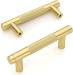 Amerdeco 10 Pack Brushed Gold Cabinet Pulls 3 Inch(76mm) Hole Center Drawer Pulls Cabinet Hardware Kitchen Cabinet Handles for Bathroom ZH0031