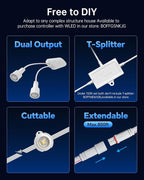 ASAHOM AI Permanent Outdoor Lights S107E, 300FT with 216 RGBCW LED Lights and Dual Output, 30,000 Lighting Effect Combination, IP67 Waterproof for House Halloween Christmas and Daily Decoration, White