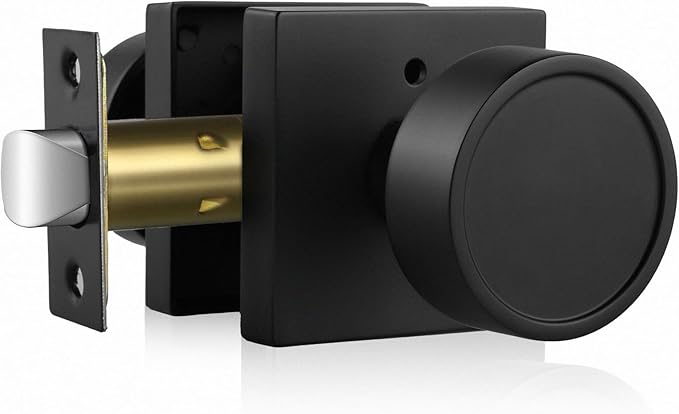 Haidms Black Interior Door Knob, Zinc-Alloy Heavy Duty Round Matte Black Privacy Door Knob Interior for Bedroom Modern Bathroom Door Lock Bulk(1 Pack)