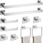 10-Piece Bathroom Hardware Accessories Set-Brushed Nickel Towel Bar, Holder & Racks-SUS304 Stainless Steel-Wall Mounted,23.6-Inch