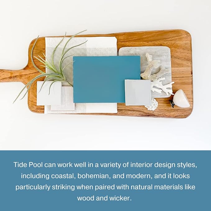 Country Chic All-in-One Chalk Paint for Furniture, Cabinets, Home Decor, Eco-Friendly, Matte Finish, Built-In Primer & Top Coat for Wood, Metal - Tide Pool (Blue) - Quart 32 oz (950 ml)