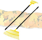 Garden Leaf Rake 2 Pack, 11+25 Tines Metal Leaf Rake with Adjustable Handle, Heavy Duty Lawn Yard Rakes Set for Leaves, Grass, Shrubs, Debris, Pine Needles, Garden Cleanup Tools for Backyard