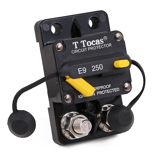 E9 Double 3/8" Stud 250 Amp Circuit Breaker with Manual Reset, UL Certified,12V - 48V DC, Waterproof, 250A Switchable Surface Mount