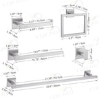 TQKAG 7-Pieces Brushed Nickel Bathroom Hardware Accessories Set 23.6" SUS304 Stainless Steel Towel Bar Set Toilet Paper Spare Rolls Storage Holder Wall Mounted